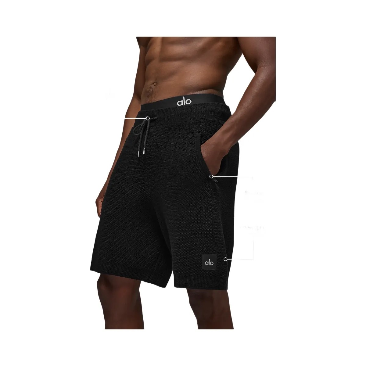 Alo Men's 7" Sports Club Sweater Knit Short - Black - HypeFly India View 2