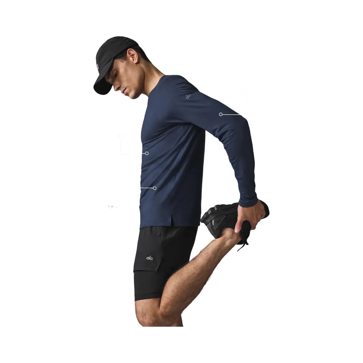 Alo Men's Triumph Long Sleeve Tee - Navy - HypeFly India View 4