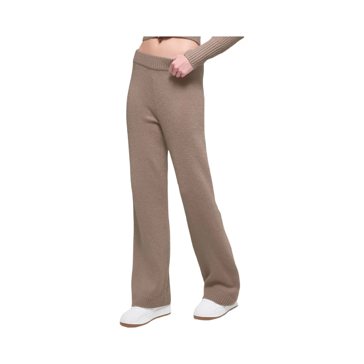 Alo Women's Wool Cashmere High-Waist New Class Wide Leg Pant - Chai Latte - HypeFly India View 1