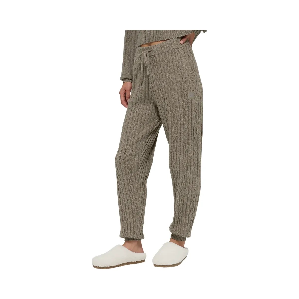 Alo Women's Cable Knit Winter Bliss Pant - Light Cocoa - HypeFly India View 1