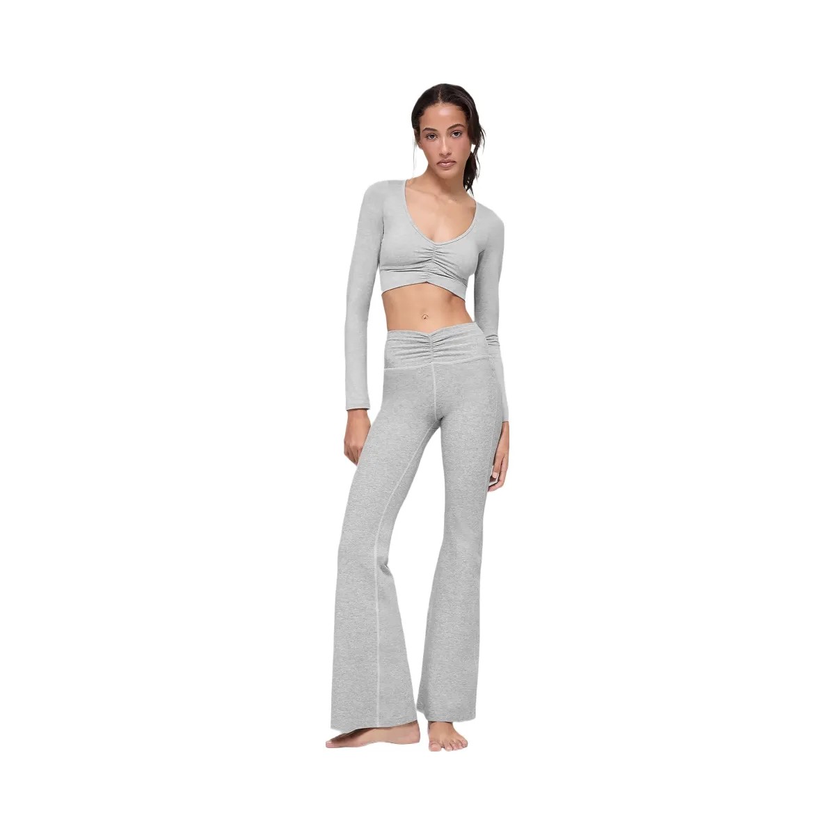 Alo Women's soft Intuition Long Sleeve Bra - Athletic Heather Grey - HypeFly India View 5