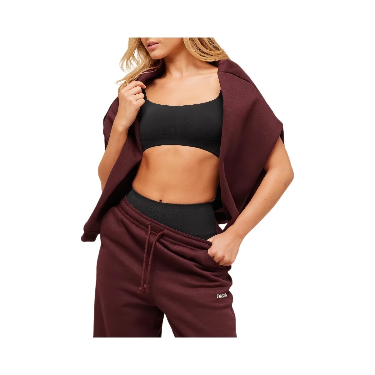 Gymshark Cosy Luxe Cuffed Joggers - Rich Maroon - HypeFly India View 5