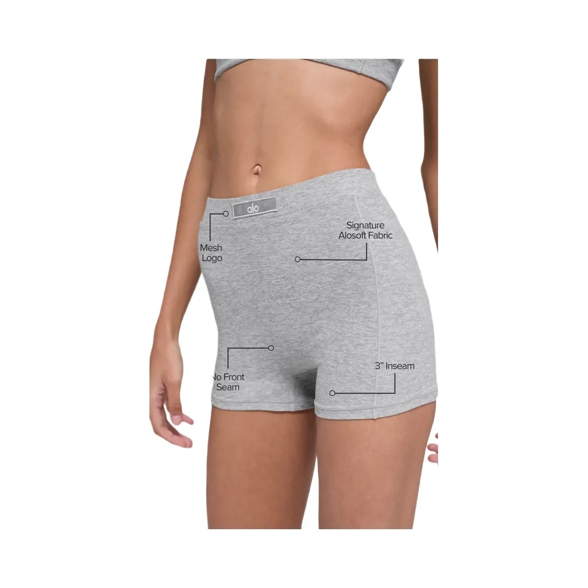 Alo Women's soft Sincere Micro Short - Athletic Heather Grey - HypeFly India View 3