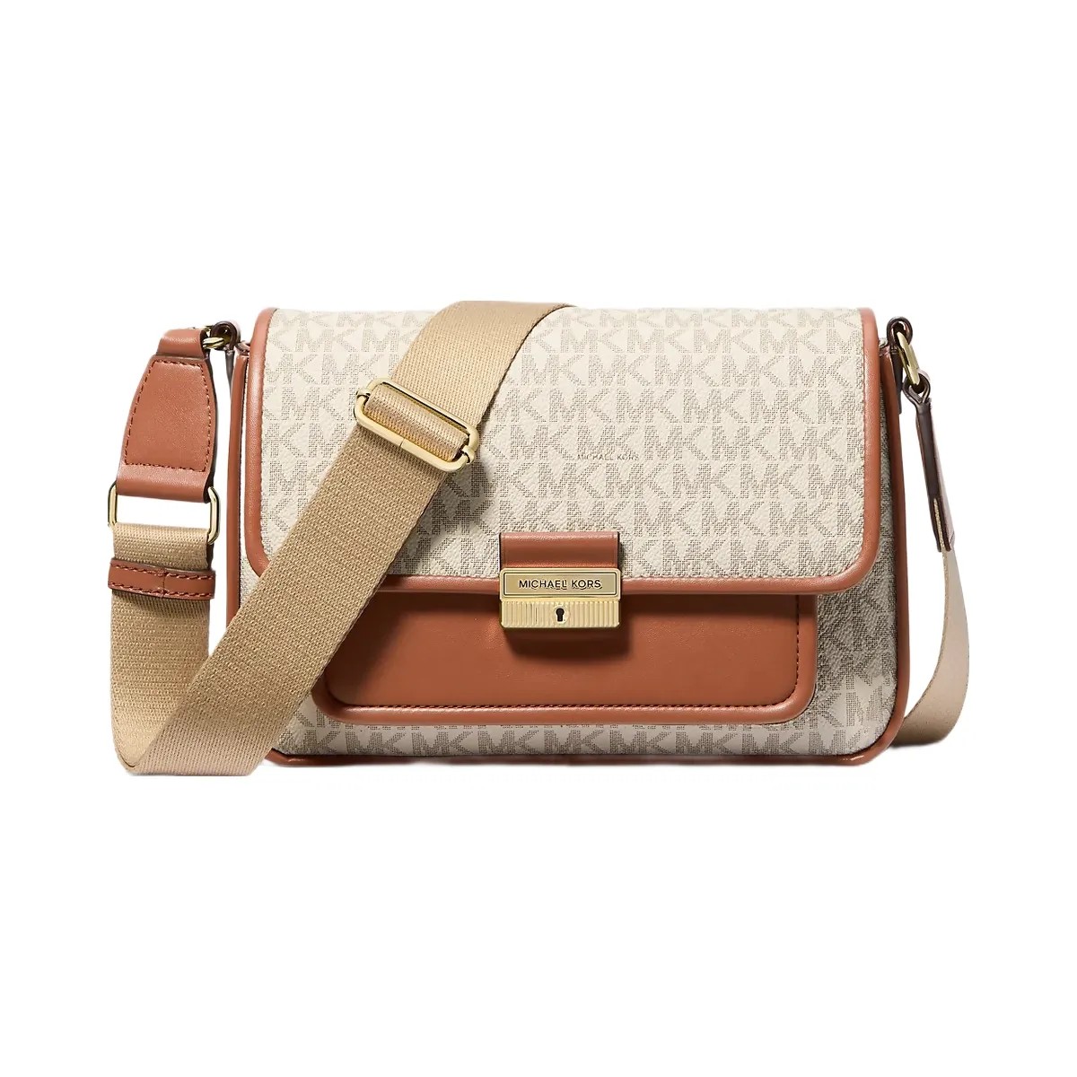 Michael Kors Bradshaw Medium Signature Logo Messenger Bag Vanilla - HypeFly India View 1