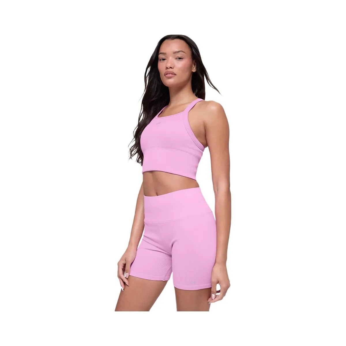 Alo Women's Seamless Ribbed Favorite Bra Tank - Candy Heart Pink - HypeFly India View 5