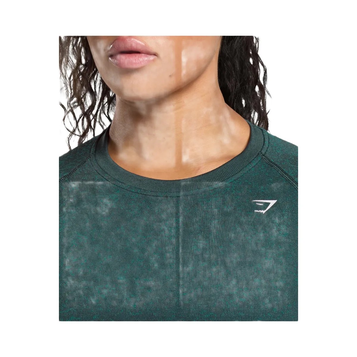 Gymshark Adapt Fleck Seamless Long Sleeve Crop Top - Darkest Teal/Functional Teal - HypeFly India View 5