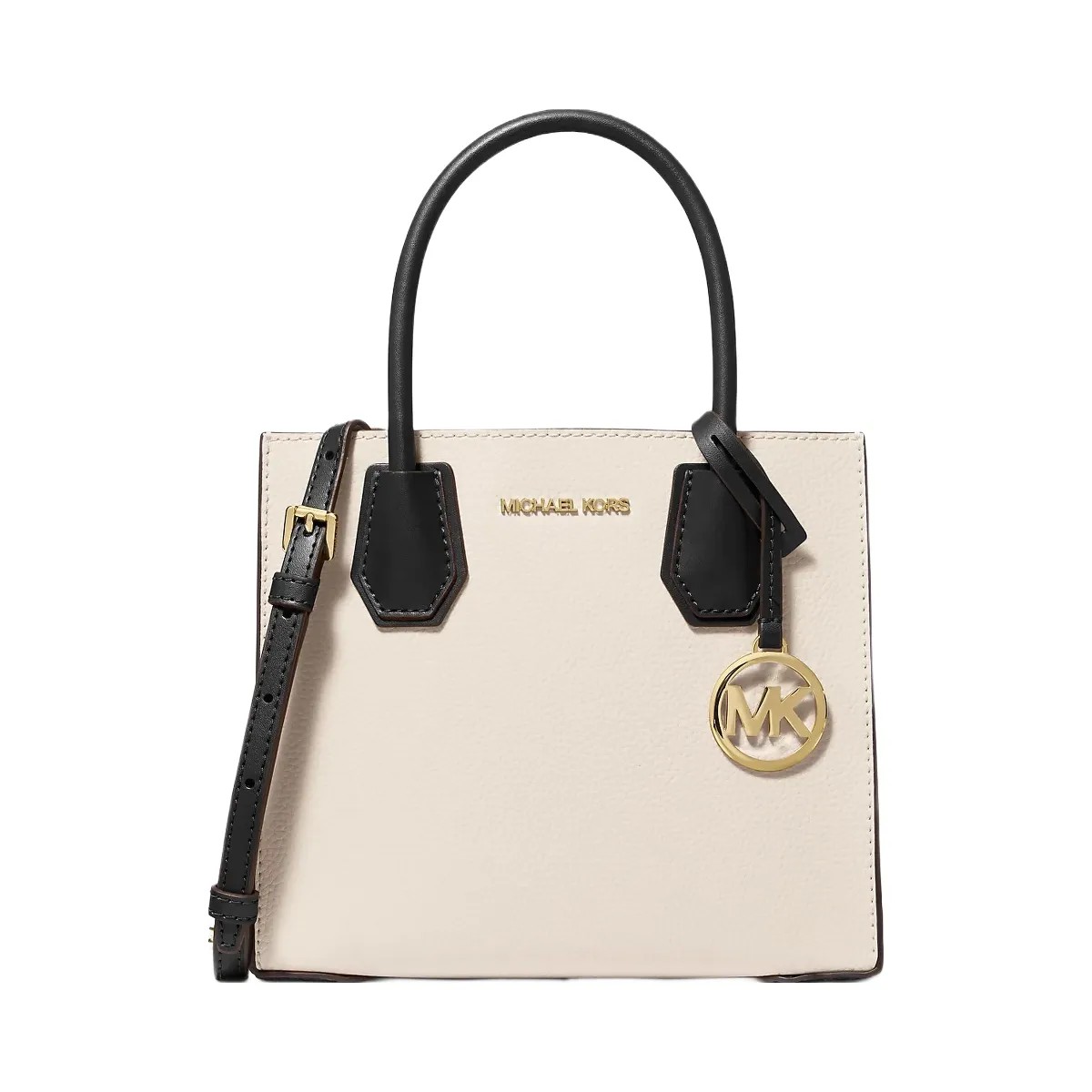 Michael Kors Mercer Medium Two-Tone Pebbled Leather Crossbody Bag Lt Cream - HypeFly India View 1