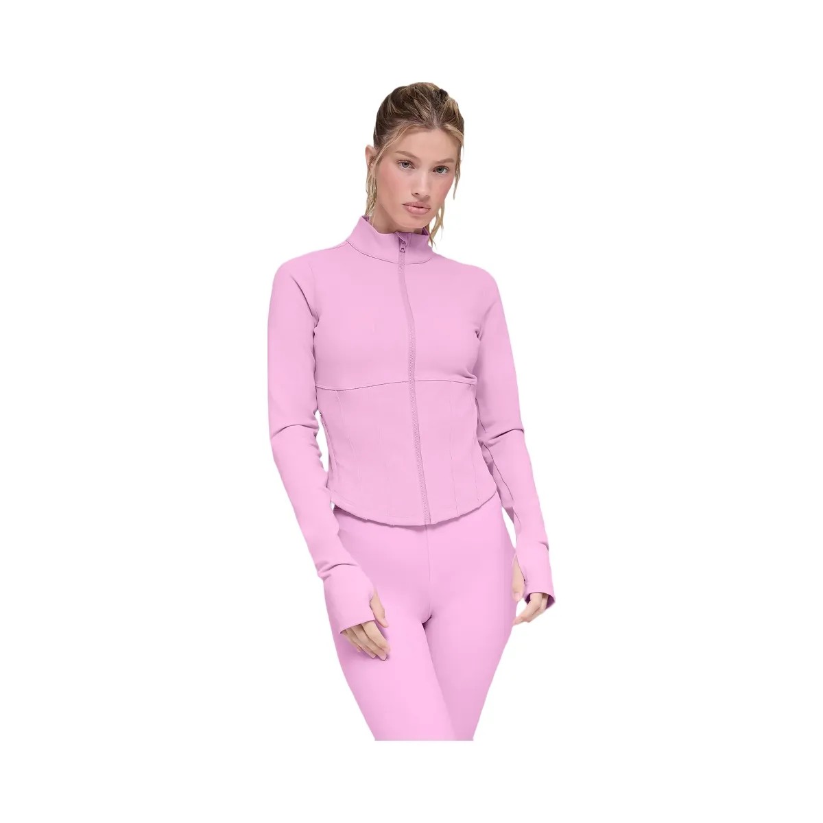 Alo Women's Airbrush Corset Full Zip Jacket - Candy Heart Pink - HypeFly India View 5