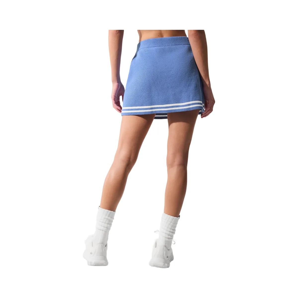 Alo Women's Tennis Club Sweater Knit Skirt - Crystal Clear Blue/White - HypeFly India View 4