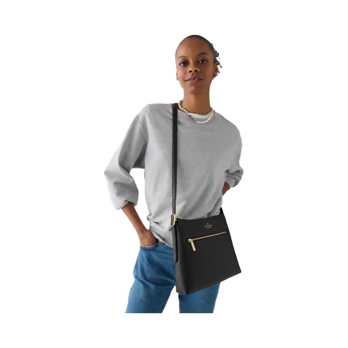 Kate Spade 454 Large Swingpack Buckle Crossbody Black - HypeFly India View 3