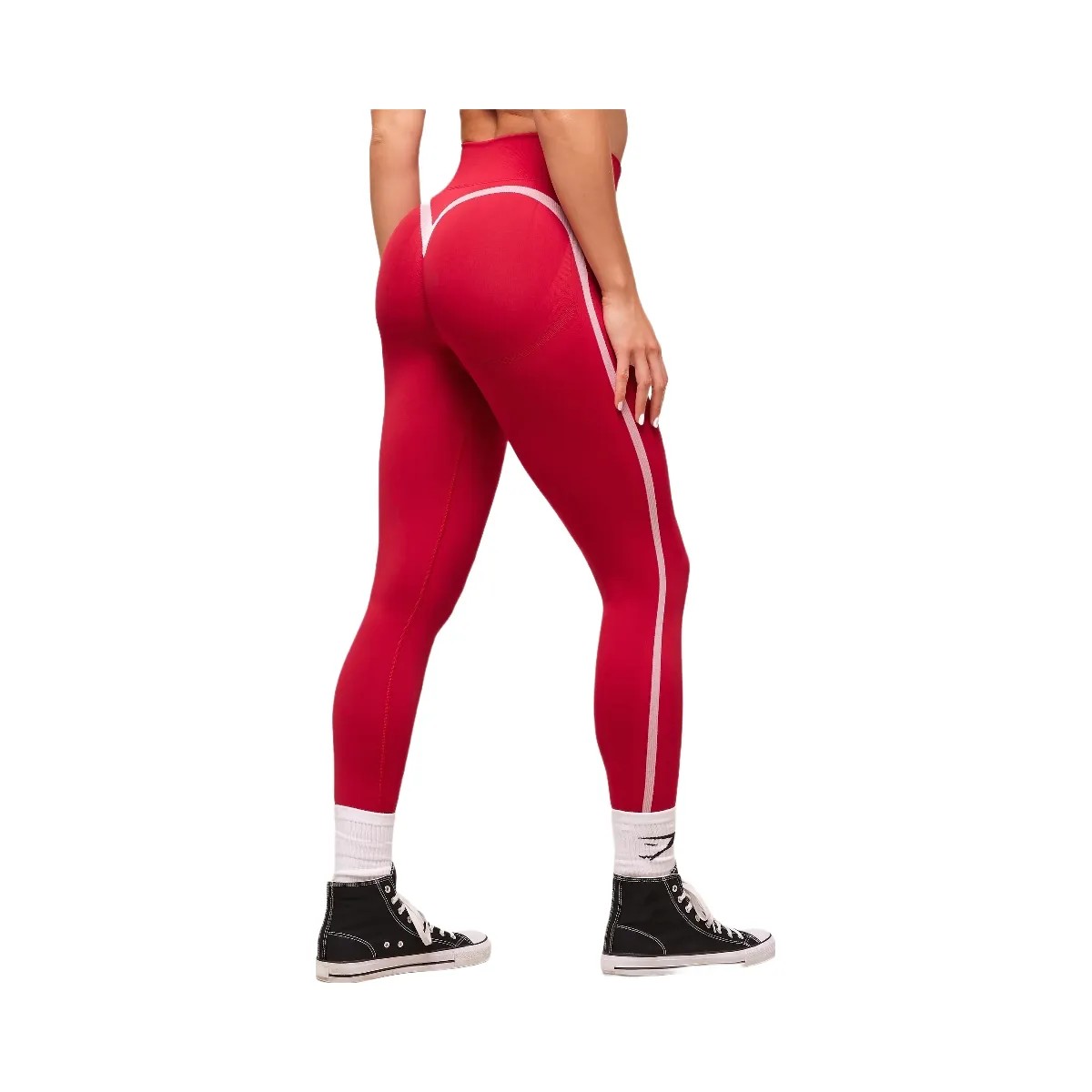 Gymshark Lift Campus Seamless Leggings - Carmine Red - HypeFly India View 3