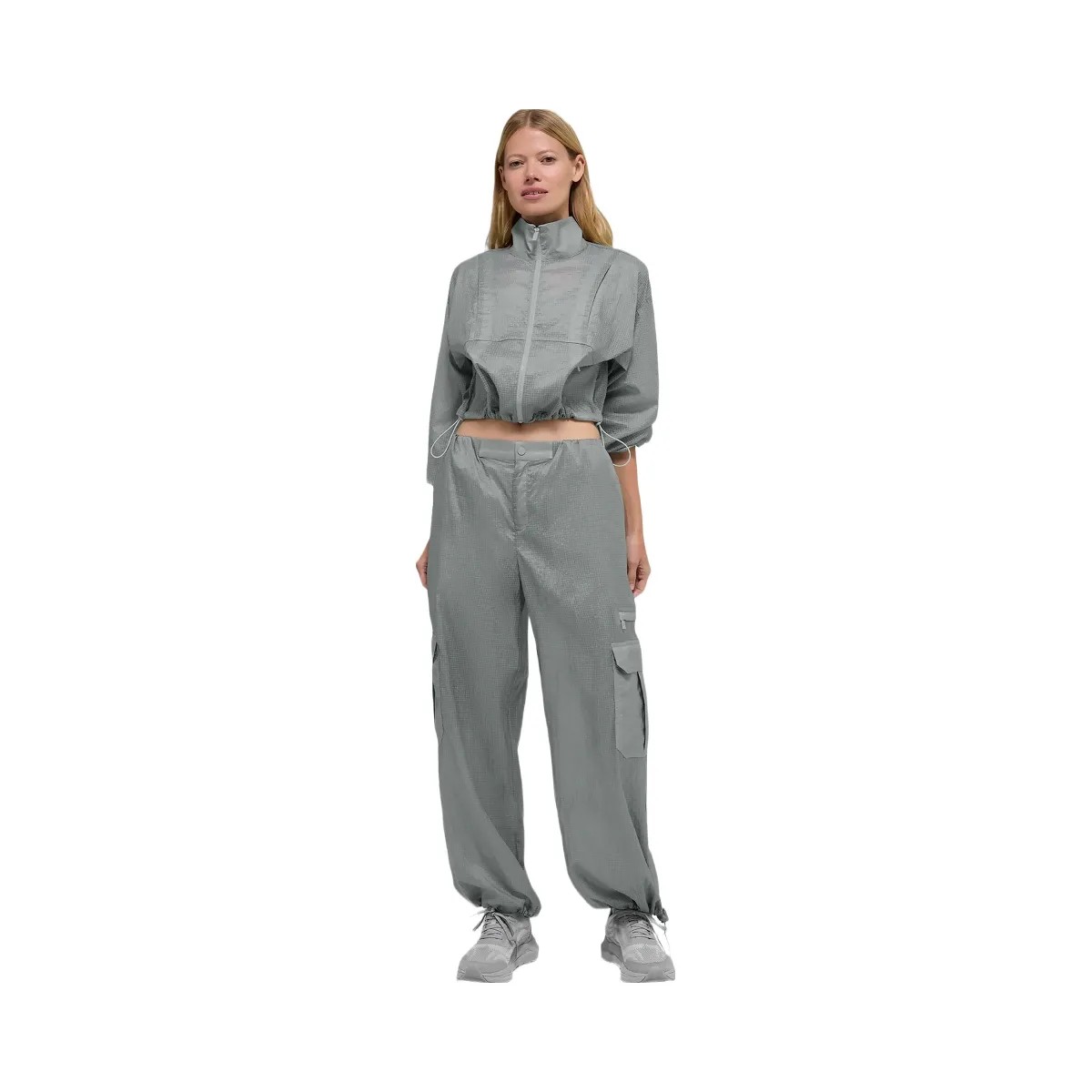 Alo Women's Sheer Game Time Wide Leg Jogger - Lunar Grey - HypeFly India View 4