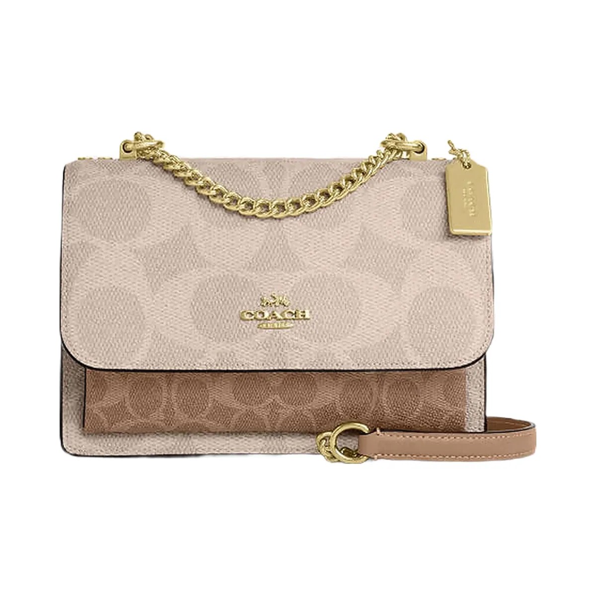 Coach Klare Crossbody Bag In Blocked Signature Canvas Signature Canvas-Gold-Sand-Tan - HypeFly India View 1