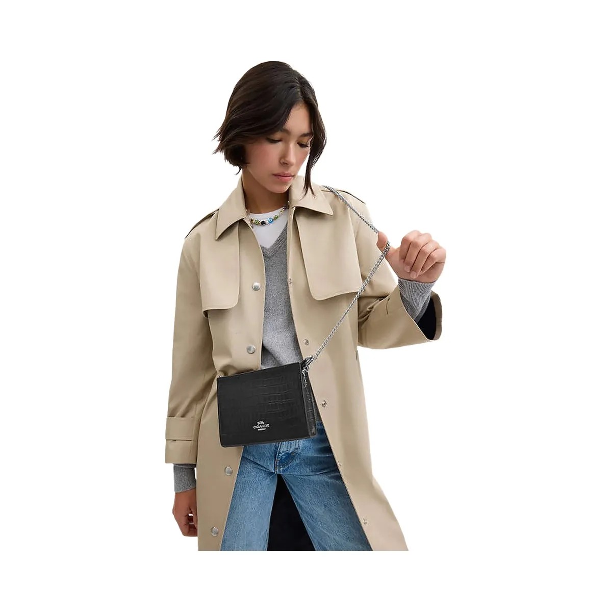 Coach Slim Crossbody Novelty Leather-Silver-Black - HypeFly India View 4