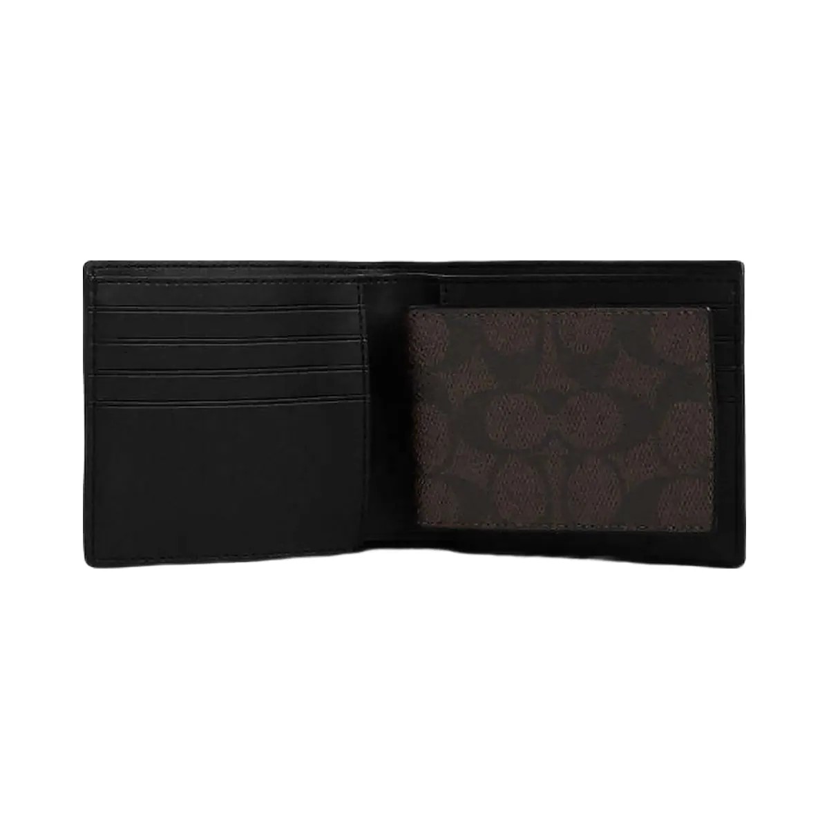 Coach Boxed 3 In 1 Wallet Gift Set In Signature Canvas Signature Canvas-Qb-Walnut-Black - HypeFly India View 2