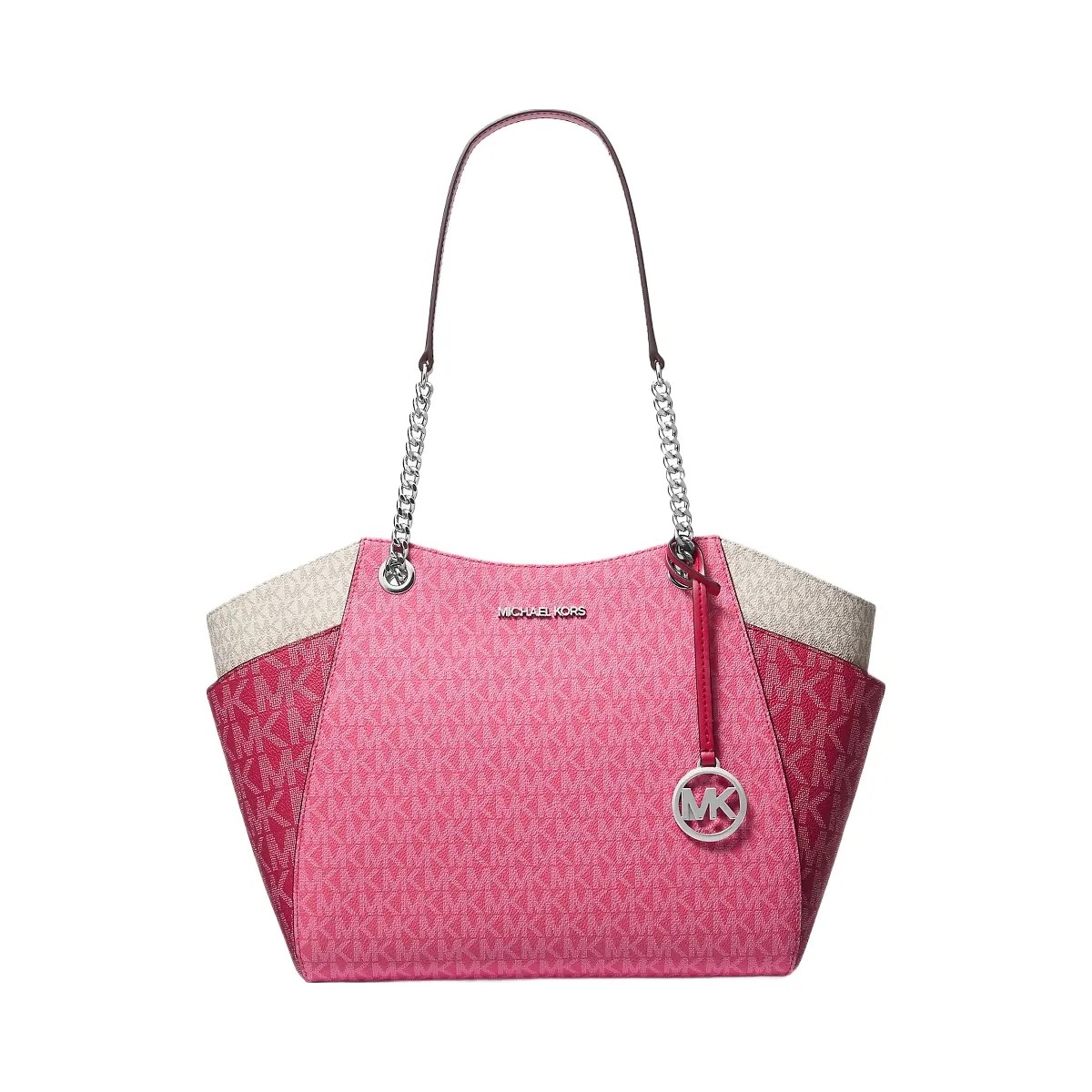 Michael Kors Jet Set Large Color-Block Signature Logo Shoulder Bag Dark Raspberry Multi - HypeFly India View 1