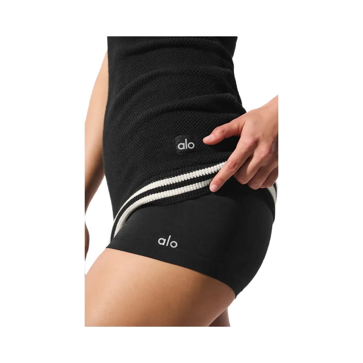 Alo Women's Sheer Glow Boyshort - Black - HypeFly India View 4