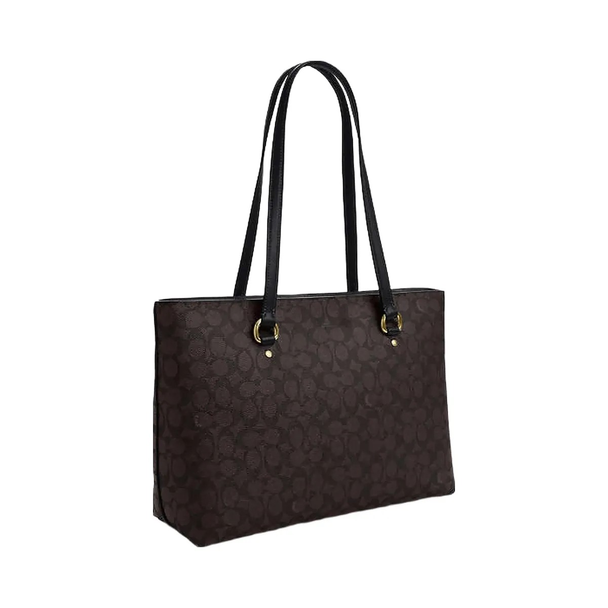 Coach Station Tote Bag In Signature Canvas Signature Canvas-Gold-Walnut-Black - HypeFly India View 3