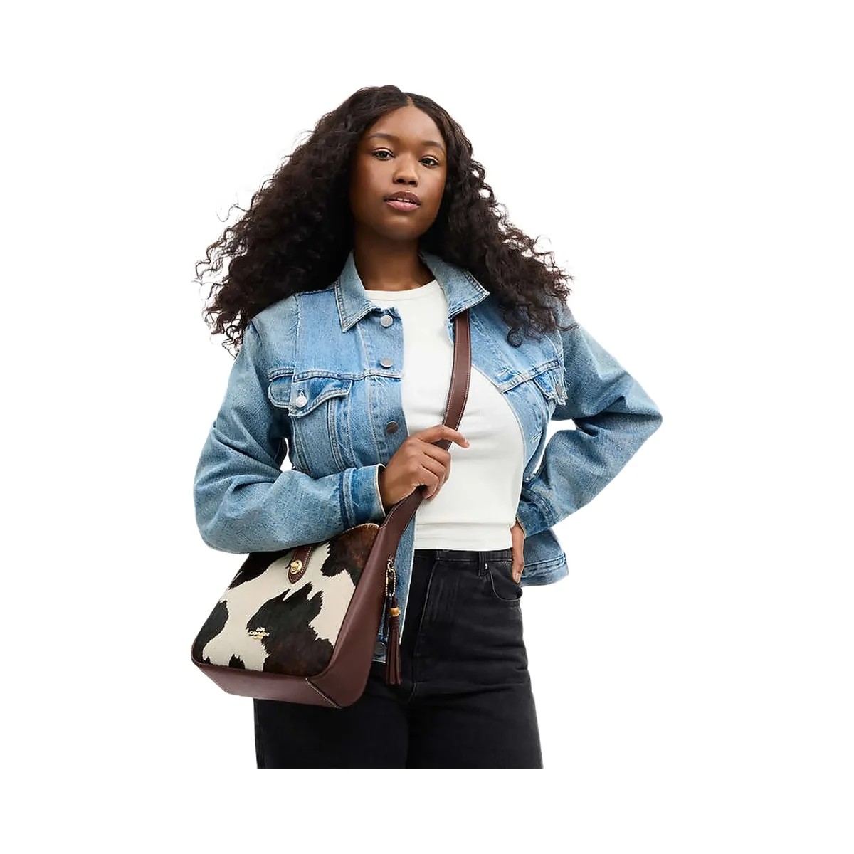 Coach Hadley Convertible Crossbody Bag With Cow Print And Tassel Cow Printed Haircalf-Im-Cow Multi - HypeFly India View 4