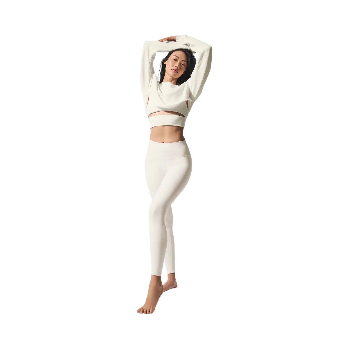 Alo Women's Extreme Cropped Pullover - Ivory - HypeFly India View 3