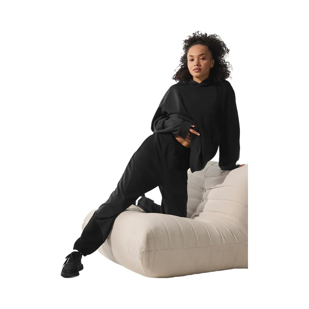 Alo Women's Make Waves Hoodie - Vintage Black Tonal - HypeFly India View 2