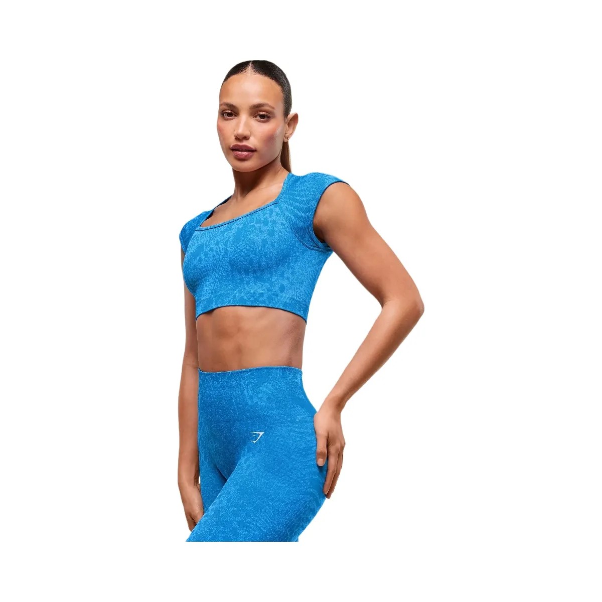 Gymshark Adapt Animal X Whitney Seamless Crop Top - Barbell Blue/Gentle Blue - HypeFly India View 3