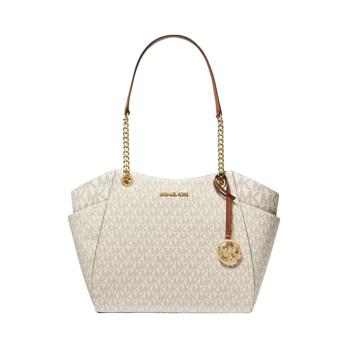 Michael Kors Jet Set Large Signature Logo Shoulder Bag Vanilla - HypeFly India View 1