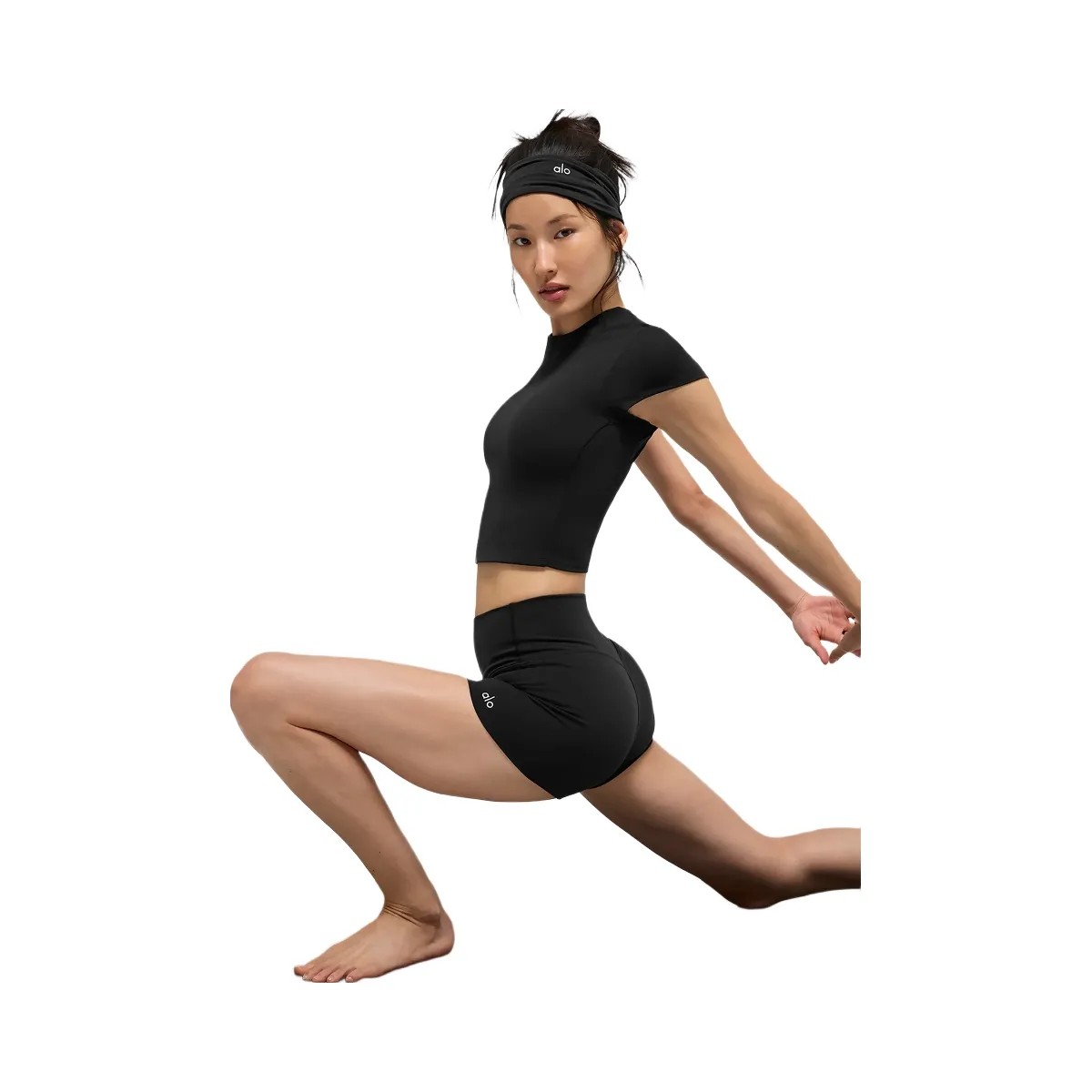 Alo Women's Softsculpt Precision Short Sleeve Top - Black - HypeFly India View 4