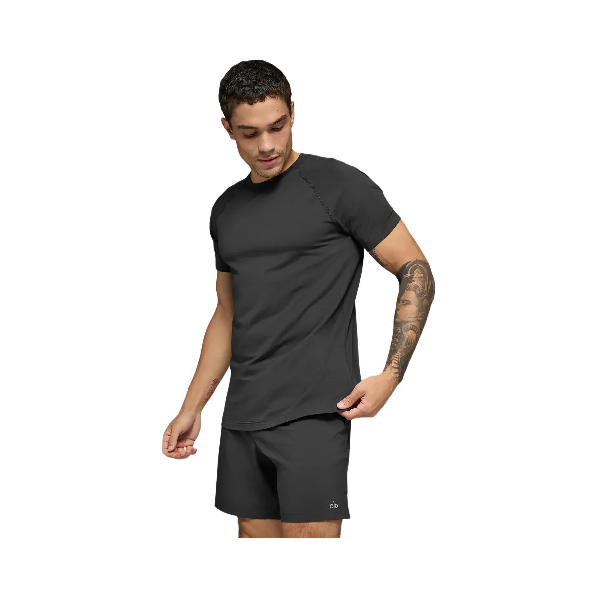 Alo Men's Vapor Crewneck Short Sleeve - Anthracite - HypeFly India View 1