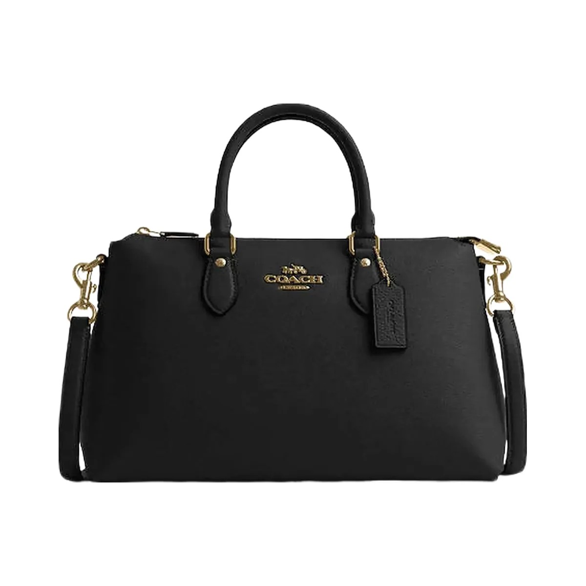 Coach Georgia Satchel Bag Pebbled Leather-Gold-Black - HypeFly India View 1