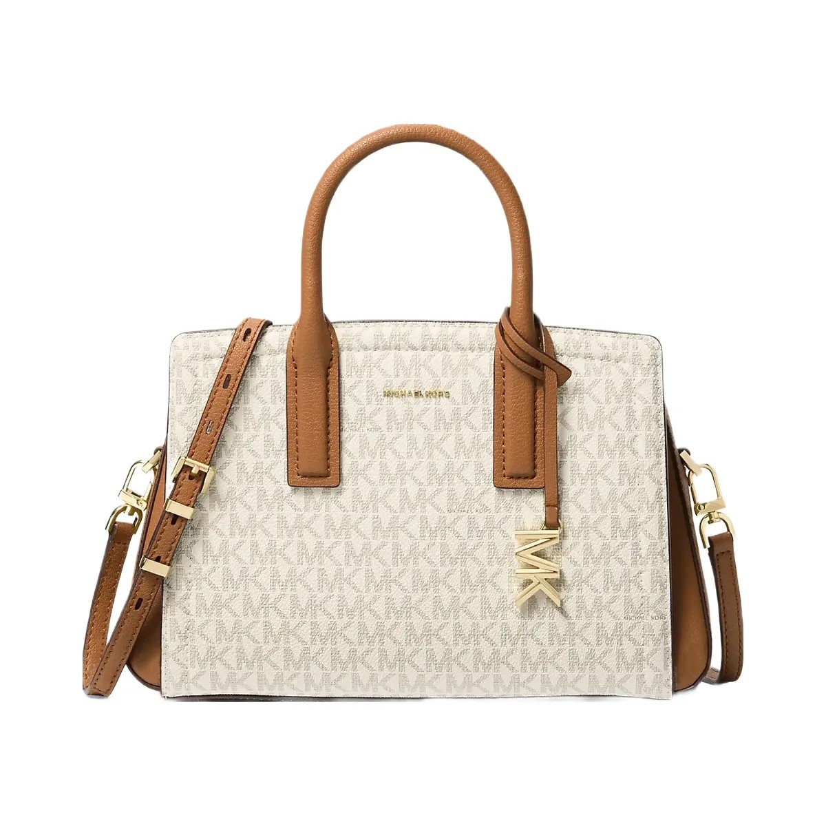 Michael Kors Laila Small Signature Logo Satchel Vanilla-Acorn - HypeFly India View 1