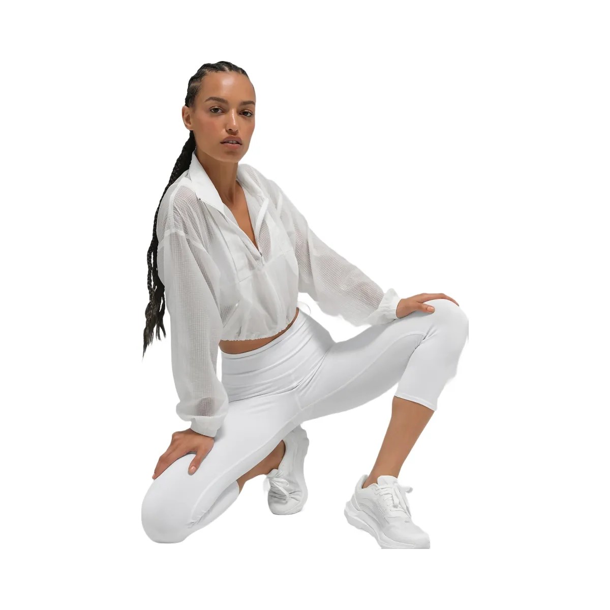 Alo Women's Game Time Full Zip Jacket - White - HypeFly India View 5