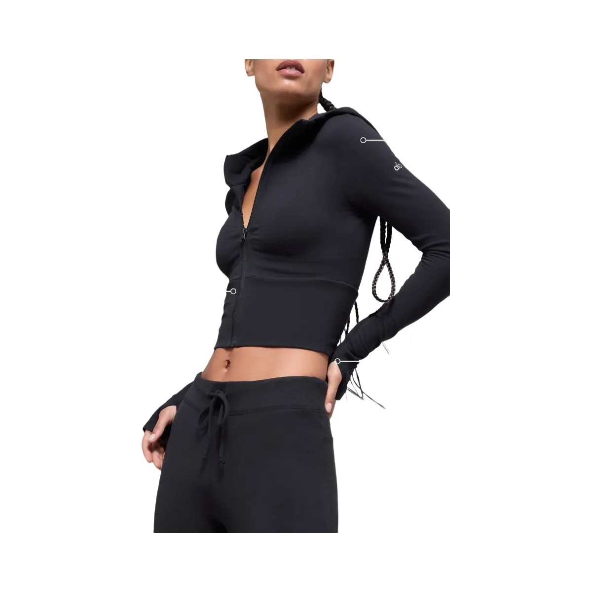Alo Women's Sway Full Zip Hoodie - Black - HypeFly India View 2
