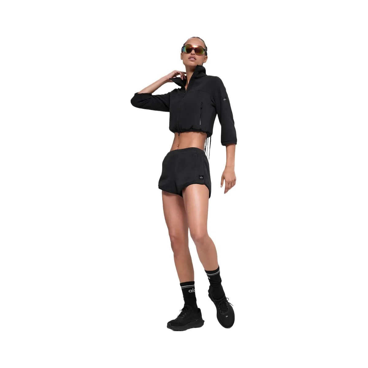 Alo Women's Polar Fleece Retreat Short - Black - HypeFly India View 4