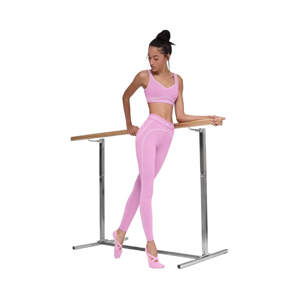 Alo Women's Airbrush High-Waist 7/8 Heart Throb Legging - Candy Heart Pink/White - HypeFly India View 3
