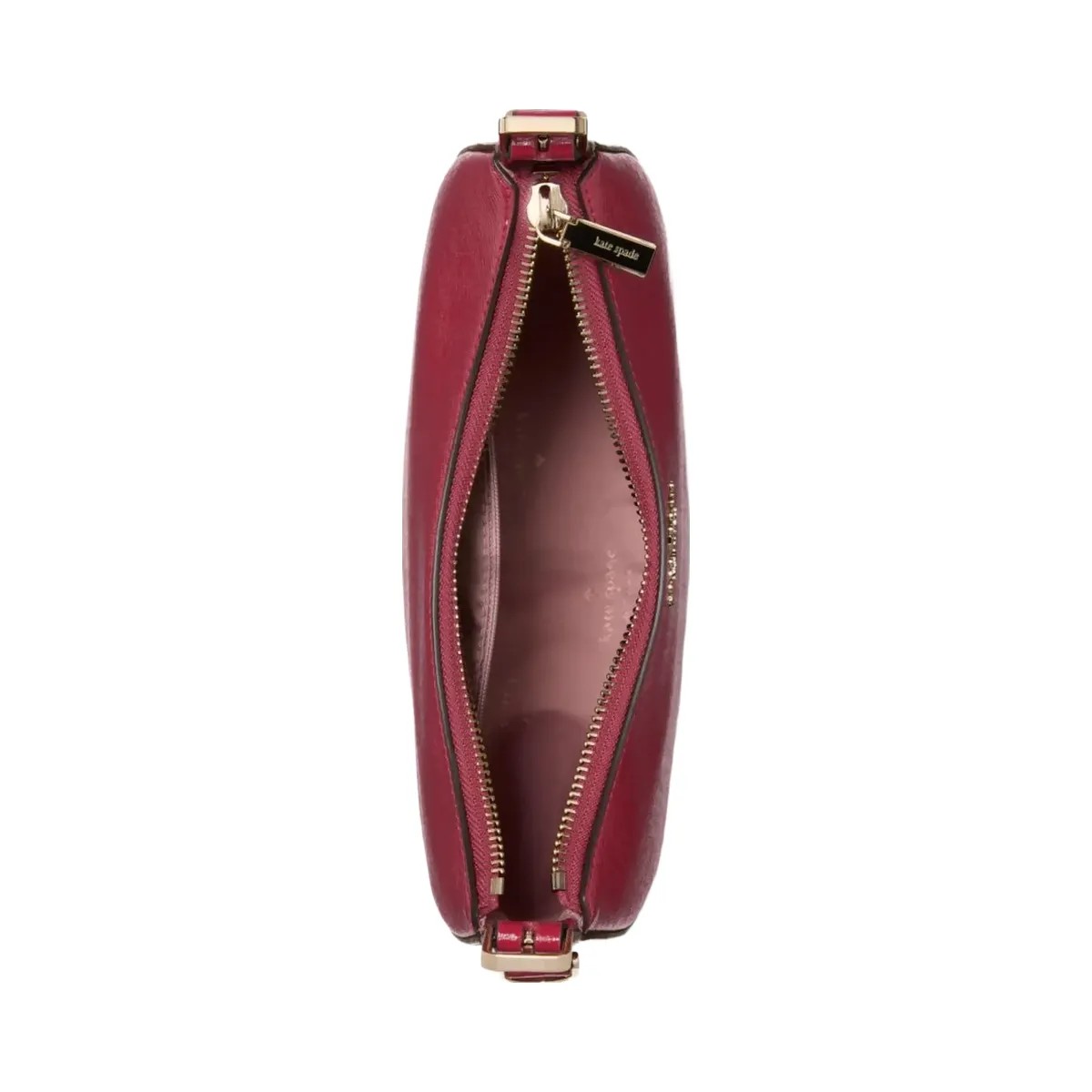 Kate Spade Nova Textured Patent Leather Small Crescent Shoulder Bag Red Jam - HypeFly India View 5