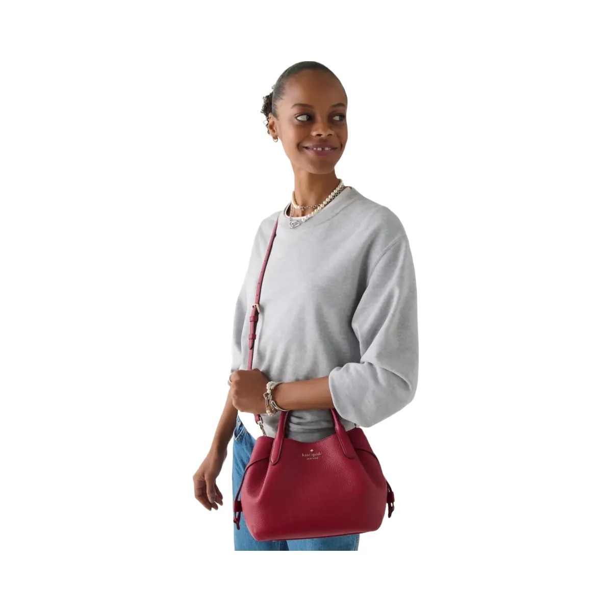 Kate Spade Dumpling Small Satchel Bag Red Jam - HypeFly India View 2