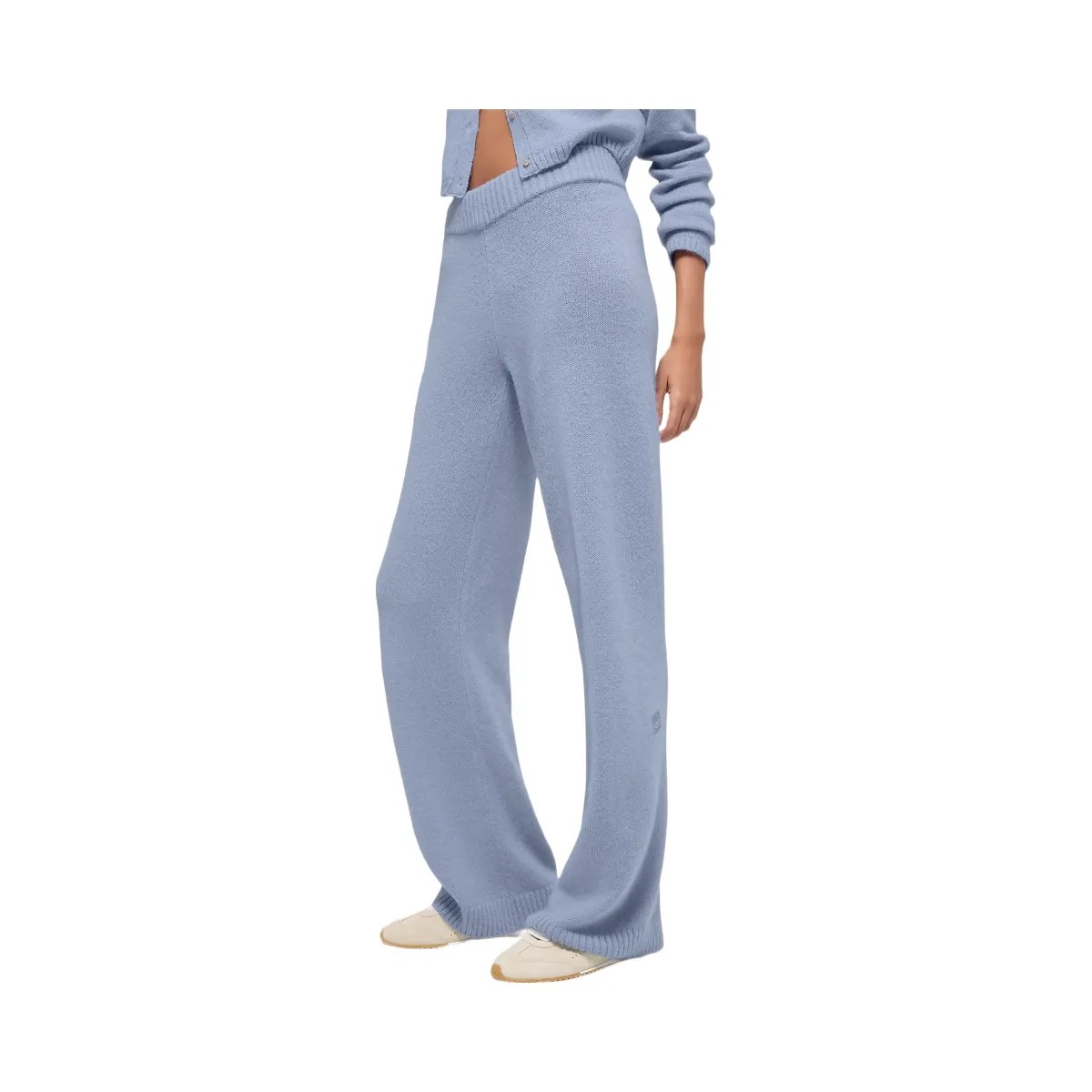 Alo Women's Wool Cashmere High-Waist New Class Wide Leg Pant - Winter Frost - HypeFly India View 2