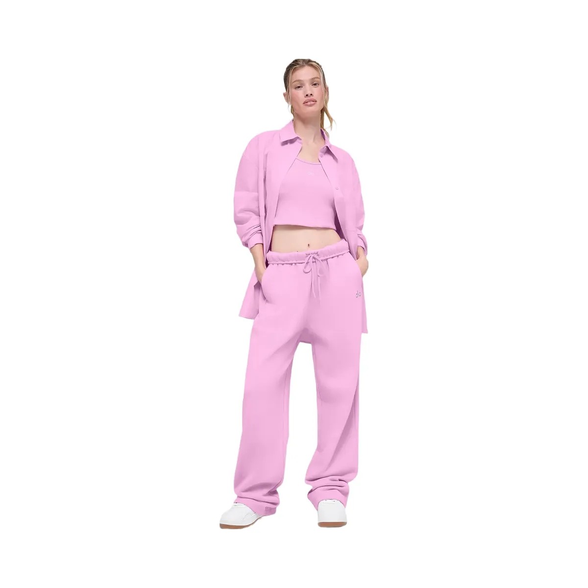 Alo Women's Cotton Real Deal Button Up Long Sleeve - Candy Heart Pink - HypeFly India View 4