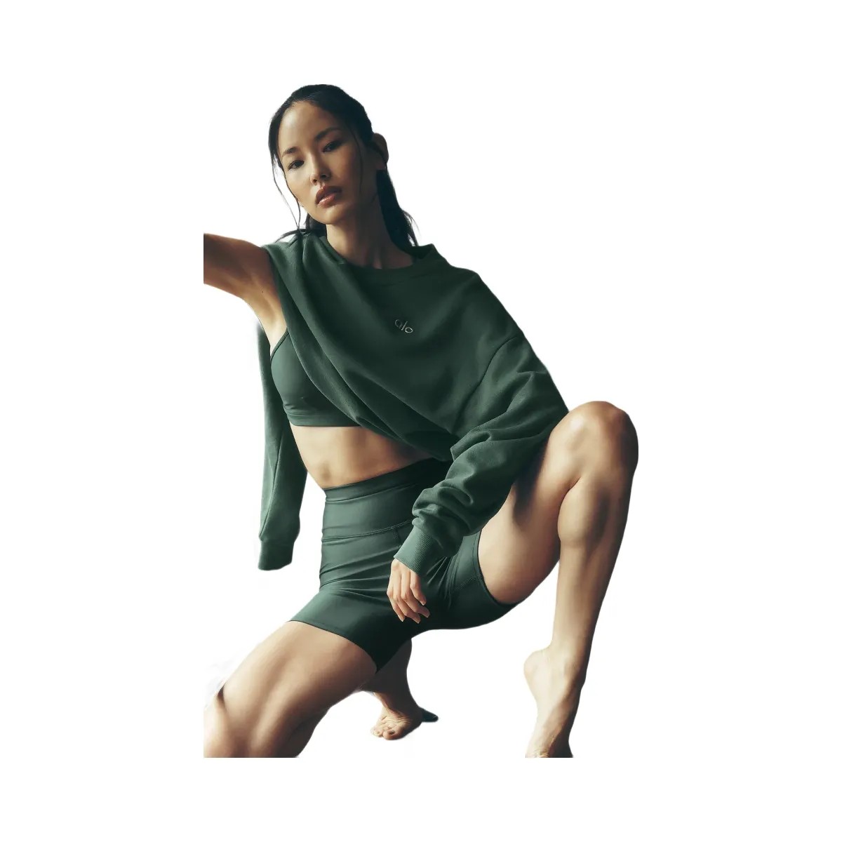 Alo Women's Accolade Crew Neck Pullover - Clover Green - HypeFly India View 6