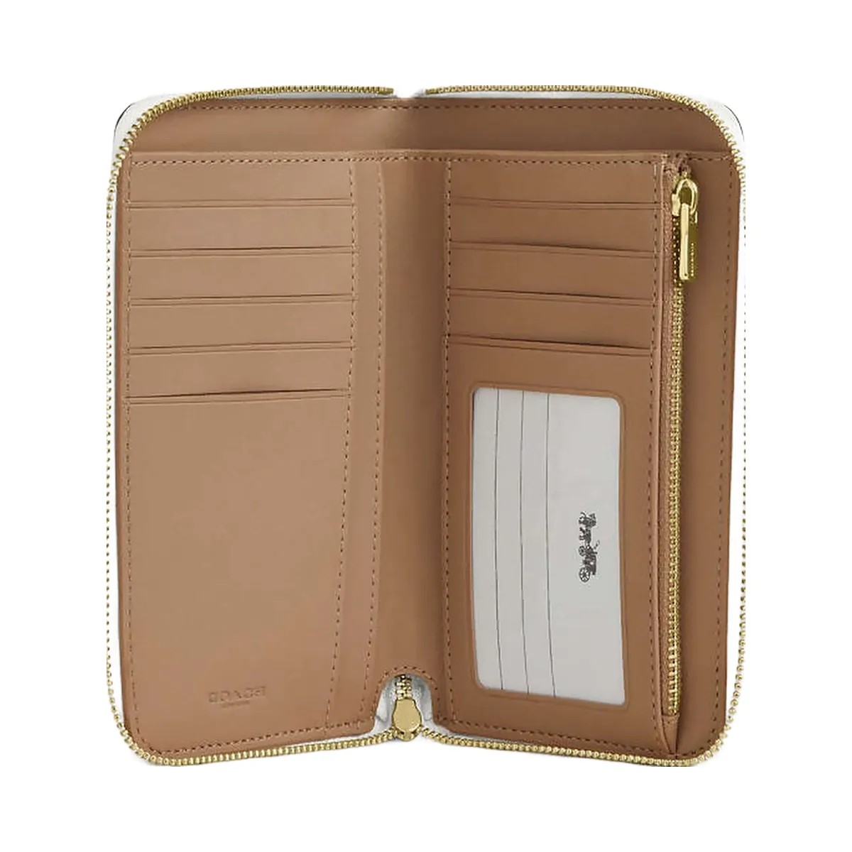 Coach Medium Id Zip Wallet In Signature Canvas Signature Canvas-Gold-White-Chalk - HypeFly India View 1