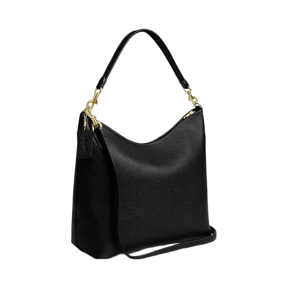 Coach Laurel Large Shoulder Bag Pebbled Leather-Gold-Black - HypeFly India View 4