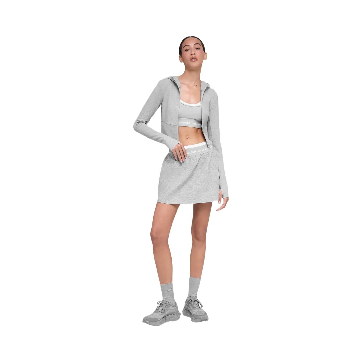Alo Women's Sway Full Zip Hoodie - Athletic Heather Grey - HypeFly India View 4