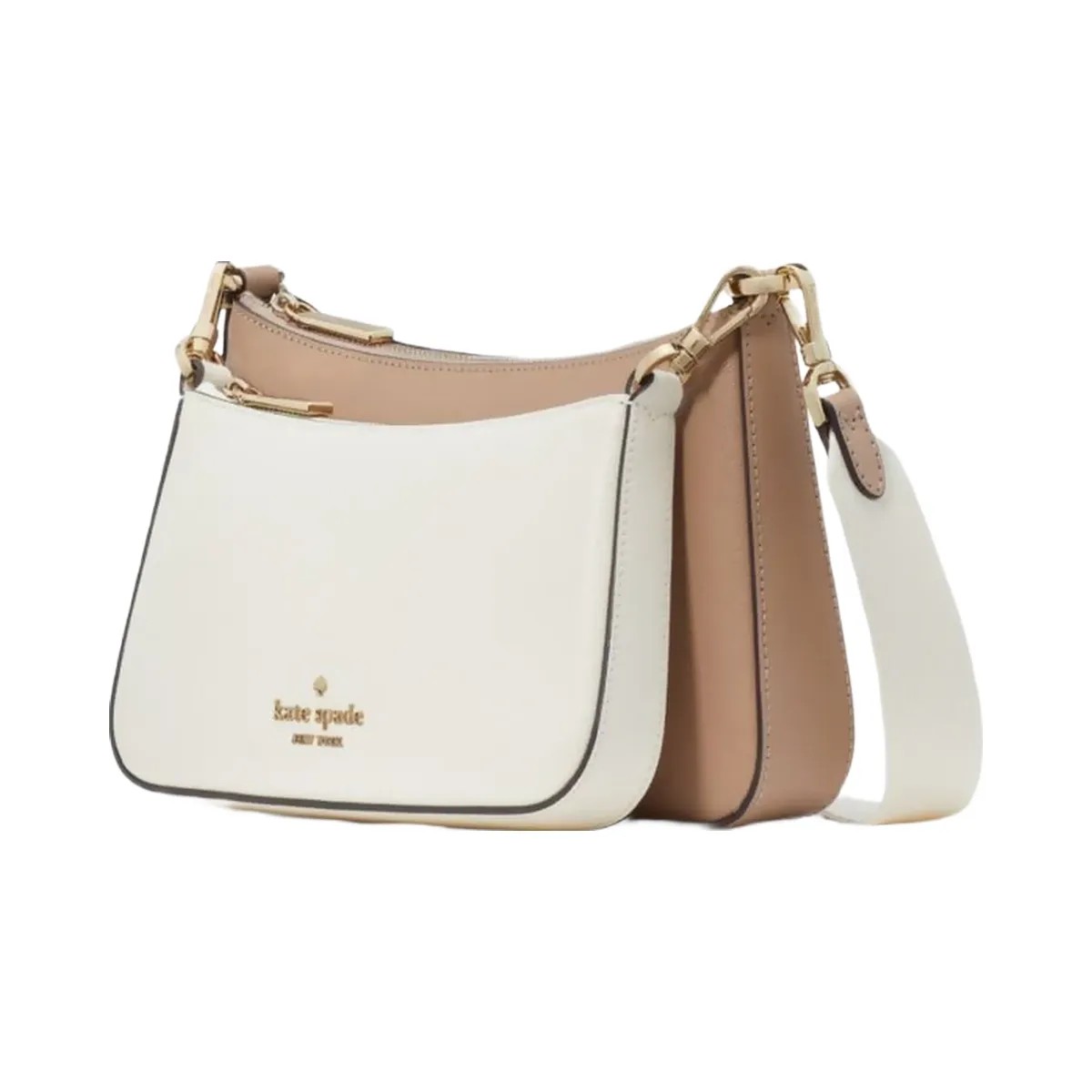 Kate Spade Duet Colorblock Saffiano Leather Small Crossbody Toasted Hazelnut Multi - HypeFly India View 2