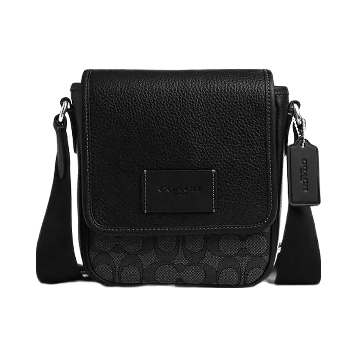 Coach Lucas Crossbody Bag In Signature Jacquard Silver-Charcoal-Black - HypeFly India View 1