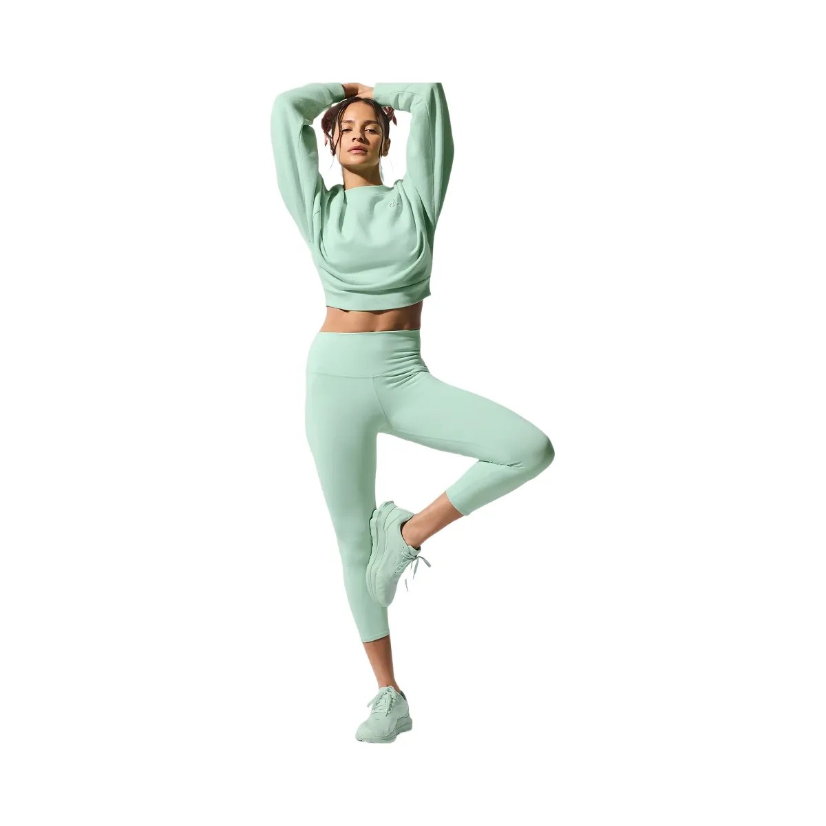 Alo Women's High-Waist Airbrush Capri - Spearmint - HypeFly India View 5