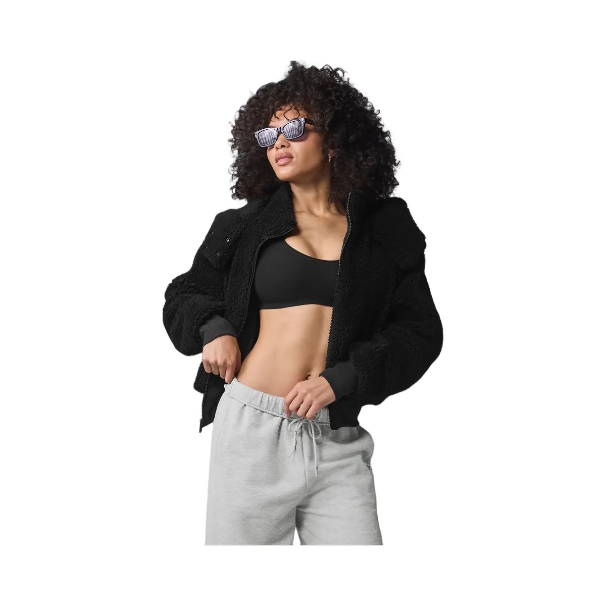 Alo Women's Foxy Sherpa Jacket - Black - HypeFly India View 5