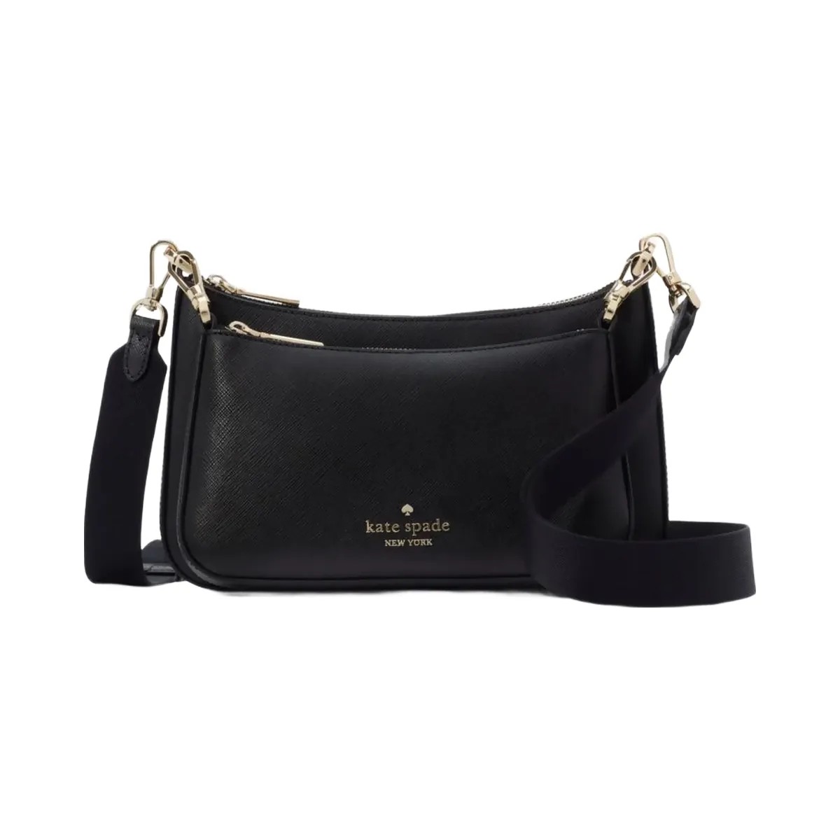 Kate Spade Duet Saffiano Leather Small Crossbody Black - HypeFly India View 1