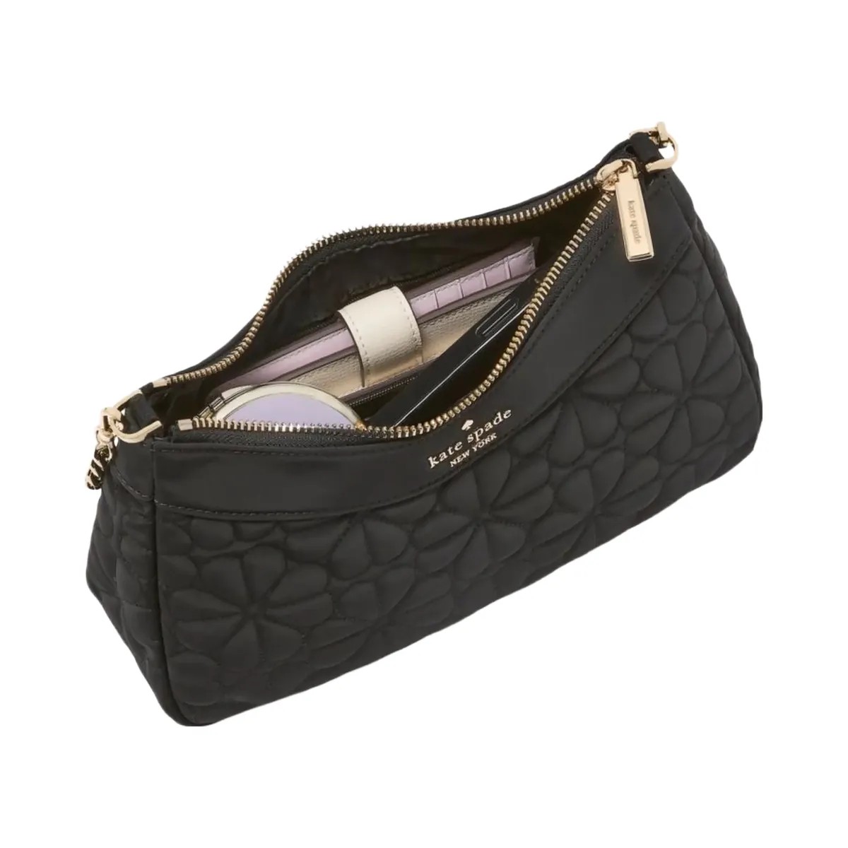 Kate Spade Flower Quilted Fabric Convertible Crossbody Black - HypeFly India View 6