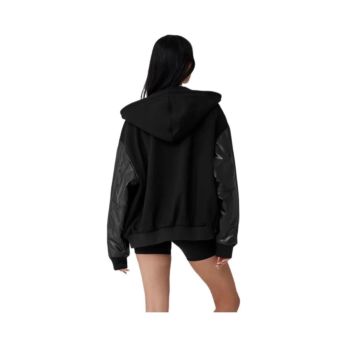 Alo Women's Select Hooded Bomber Jacket - Black - HypeFly India View 4